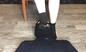 student in dirty black socks smelling foot fetish domination pov
